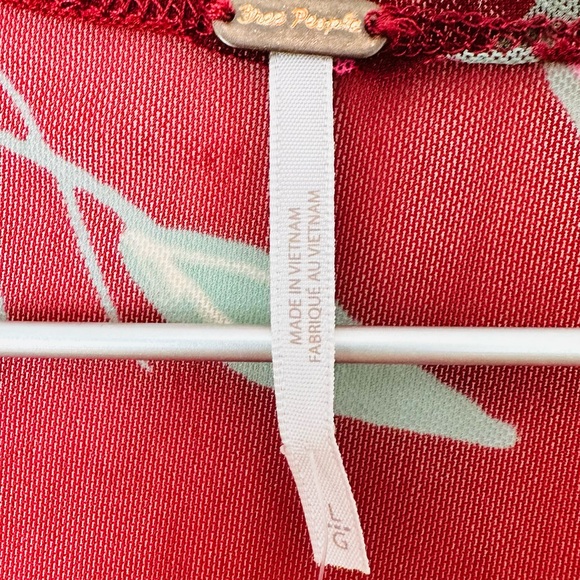 Free People Top Floral Print Of Paradise Tie Front Crop Boho Blouse Burgundy - Picture 11 of 12